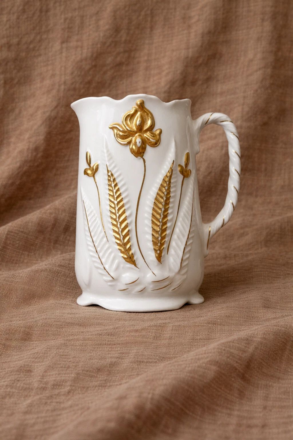 Victoria Porcelain Jug, Art Nouveau Iris & Fern