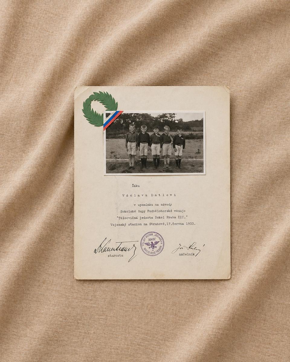 Sokol Diploma, Vaclav Datel, 1933