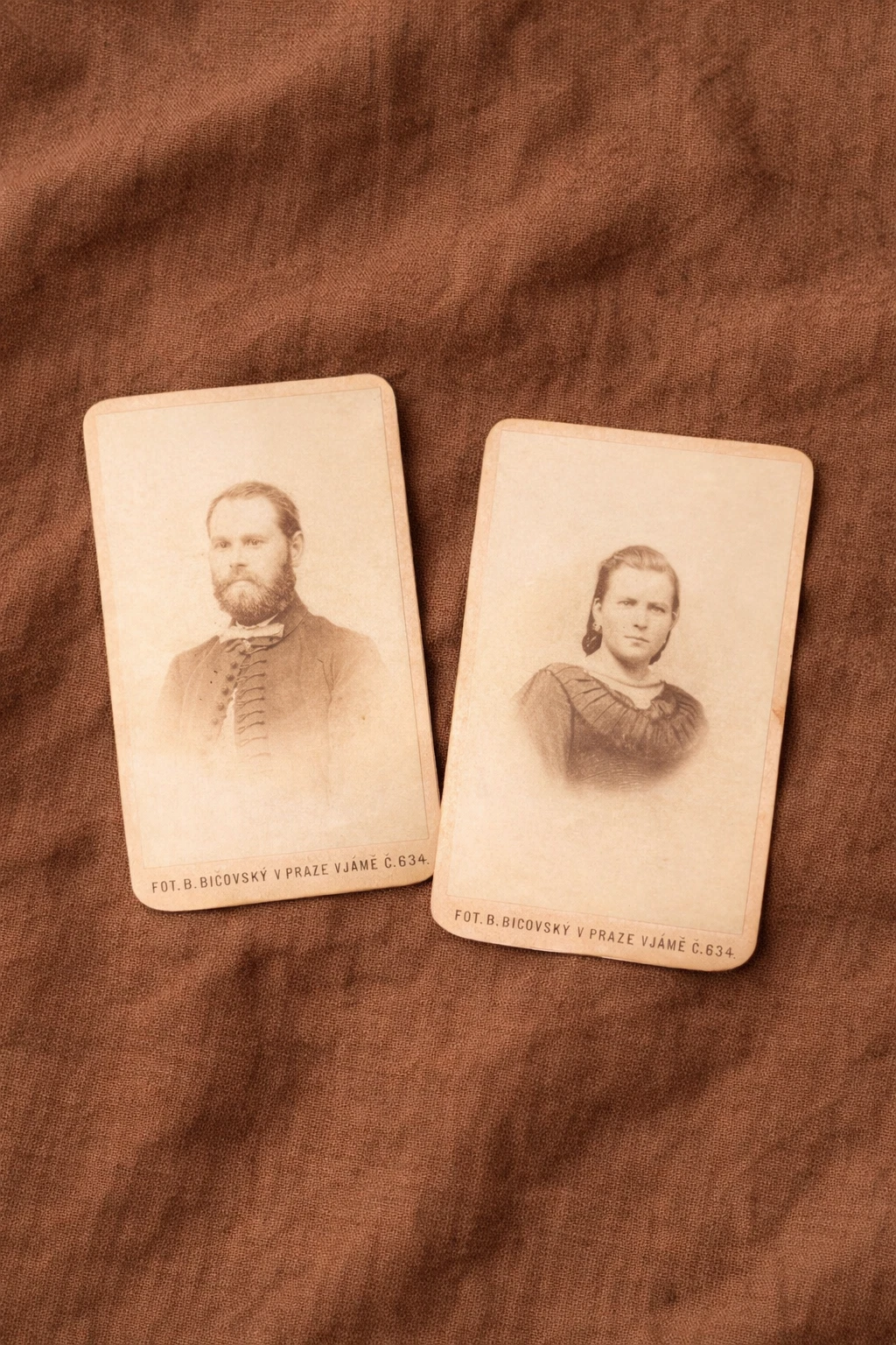 Woman and Man, Pair of CDV Portraits