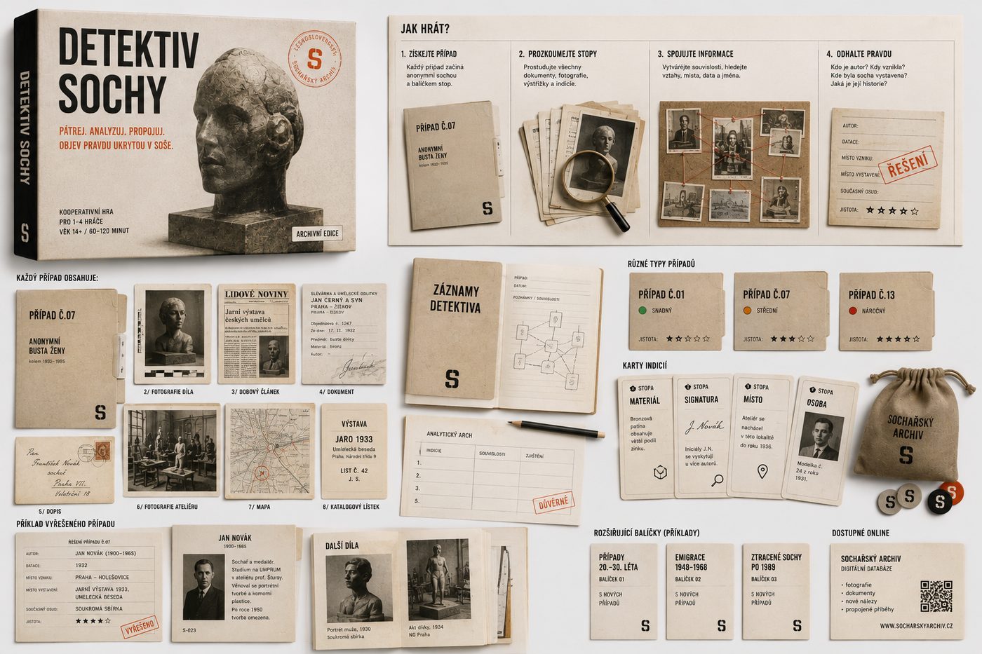 Detektiv sochy cooperative game concept mockup