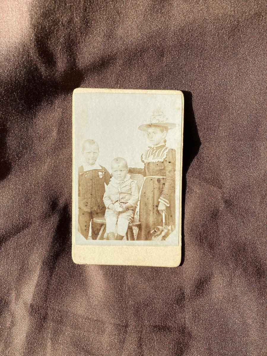 Woman with Two Boys, Studio Unmarked photo 3