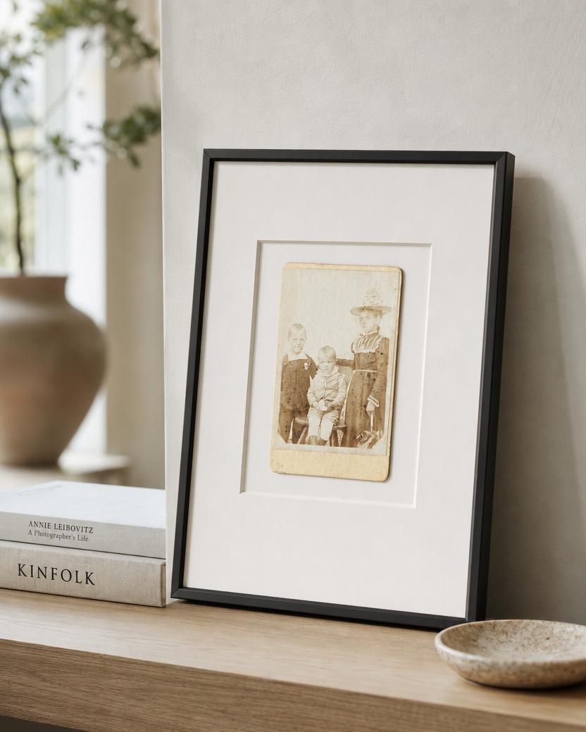 Woman with Two Boys, Studio Unmarked photo 2