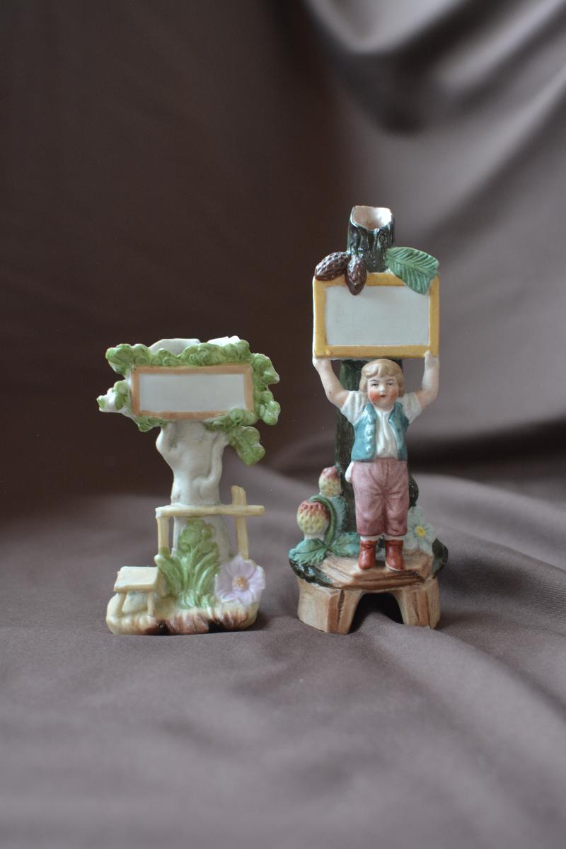 Pair of Porcelain Dedication Frames, Boy and Bocage photo 8