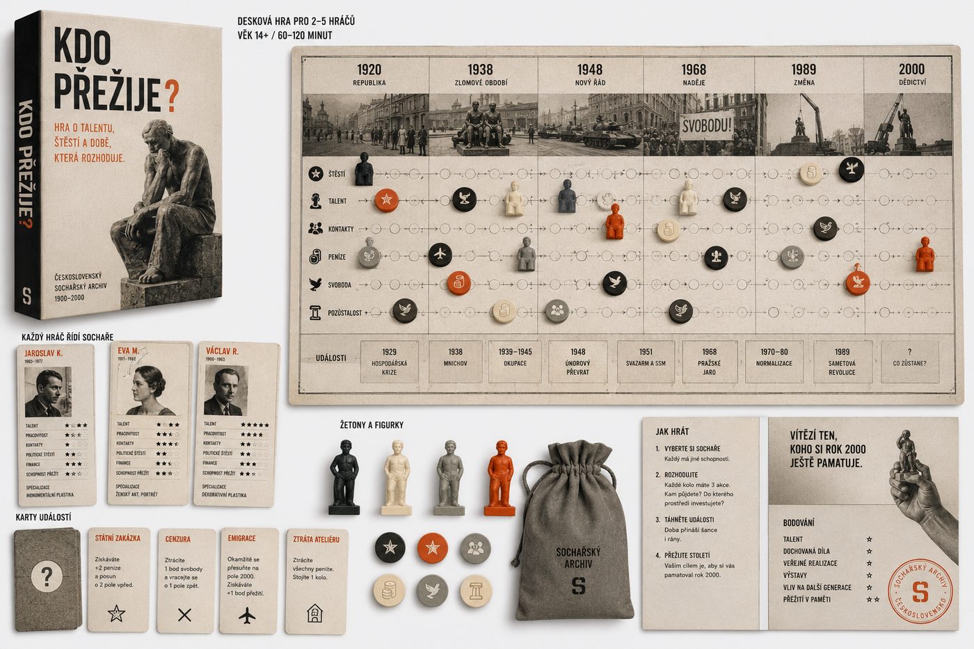 Kdo prezije? board game concept mockup